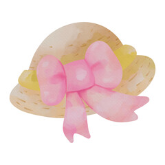 woman woven hat watercolor illustration