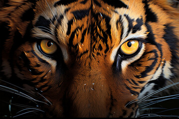 Big eyes. Red tiger eyes close up