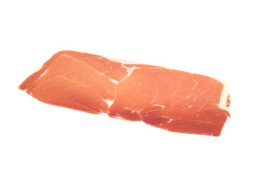 closeup on a piece of spanish serrano ham