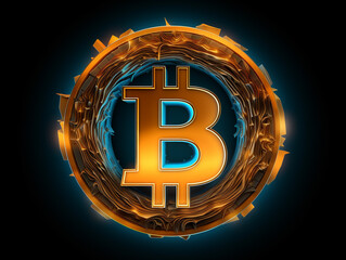 A clean and stylish Bitcoin logo on black background.