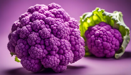 close up of a purple cauliflower isolated with soft background