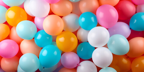 Fototapeta na wymiar Colorfull Baloon Image Colorful balloons background real photo, concept of celebration, party, happy, surprise A Background Bursting with Colorful Balloons Ai Generative