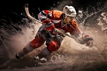 Dynamic ice hockey player during a match