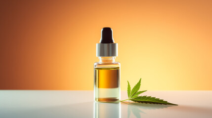 Cannabis oil and Marijuana plant on a dark background