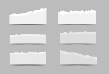 shredded white paper sheet. set of 4 collection. vector - obrazy, fototapety, plakaty