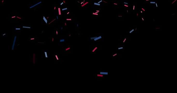 4k Red And Blue Confetti Isolated On black Background. Celebration Event And Birthday. American, Chile, Russia, France, United kingdom flags color concept.	