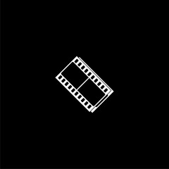 Film tape simple line icon isolated on black background