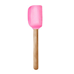 Pink spatula watercolor illustration