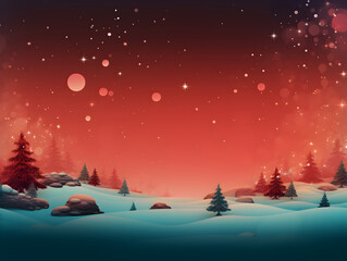 Festive Christmas landscape backdrop with sparkling stars and trees, perfect for holiday greetings and joyous celebrations.