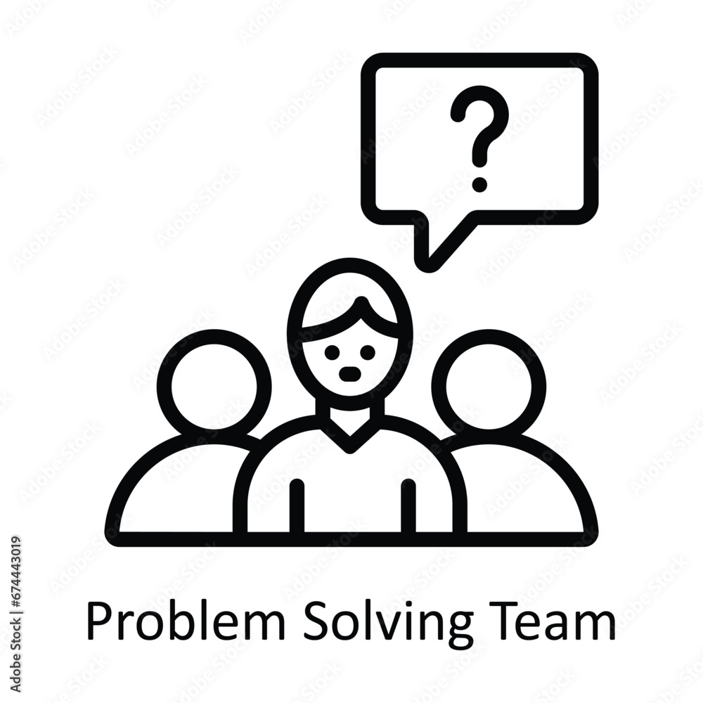 Aufkleber problem solving team vector outline design illustration. symbol on white background eps 10 file