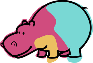 pink hippo with heart