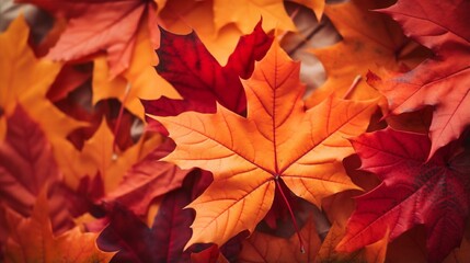 Naklejka na ściany i meble autumn leaves background generated by AI tool 