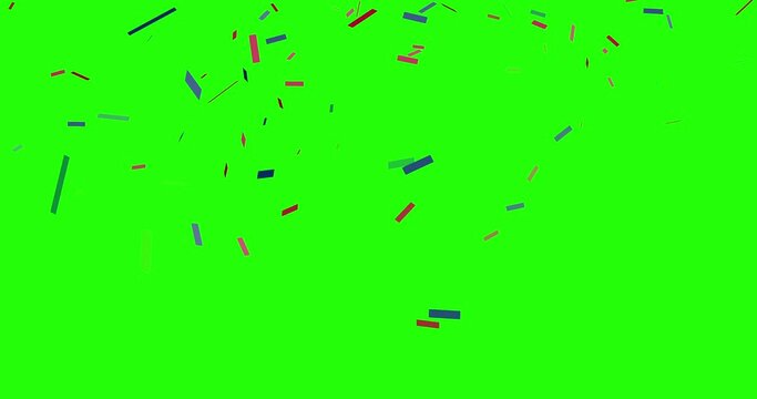 4k Red And Blue Confetti Isolated On green screen. Celebration Event And Birthday. American, Chile, Russia, France, United kingdom flags color concept.