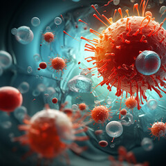 white blood cells with vibrant colors for presentations