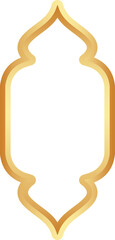 Golden Ramadan frame. Islamic window shapes with ornament. Muslim vector vintage border. Indian decoration for banner in oriental style.