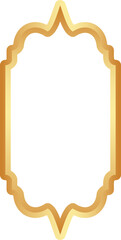 Golden Ramadan frame. Islamic window shapes with ornament. Muslim vector vintage border. Indian decoration for banner in oriental style.
