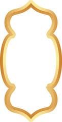 Golden Ramadan frame. Islamic window shapes with ornament. Muslim vector vintage border. Indian decoration for banner in oriental style.