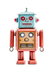 Vintage Robot isolated on transparent white background