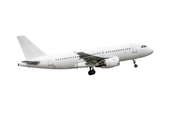 Take off a white passenger jetliner isolated