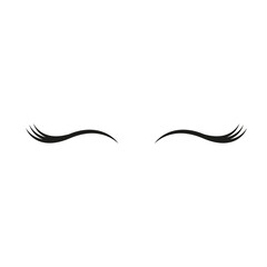 Closed eyes icon. Makeup and eyelid symbol. Flat design. Stock - Vector illustration.Vector cartoon flat icon of black line closed eyes with lashes isolated on white. - 674449694