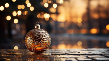 Fototapeta premium golden christmas ball. Generative AI