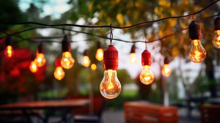 Patio string lights with a lamp and bulbs