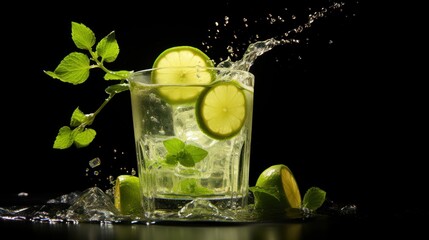 Fototapeta premium Zesty Lime Slice Splash