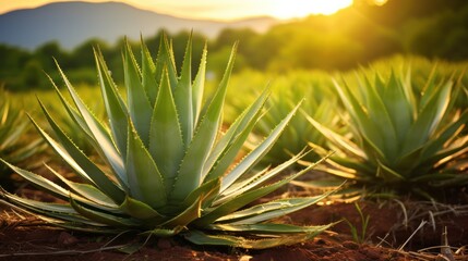 Fototapeta premium Blue Agave Farm in the Remote Countryside