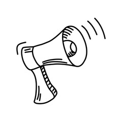 Doodle picture of megaphone. Hand drawn vector illustration.