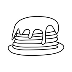 Doodle picture of a stack of pancakes. Hand drawn vector illustration.