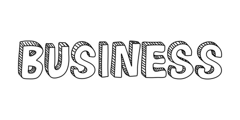 Word Business hand drawn lettering. Vector illustration.