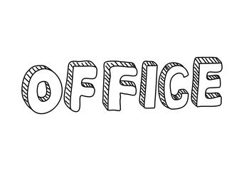 Word Office hand drawn lettering. Vector illustration.
