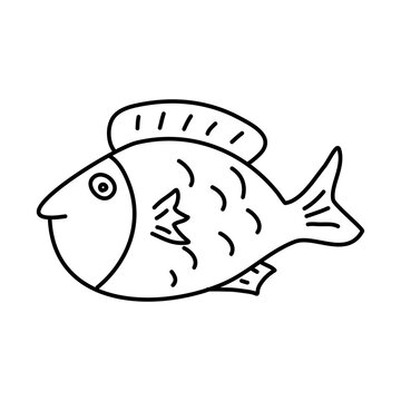 Doodle picture of a fish. Hand drawn vector illustration.