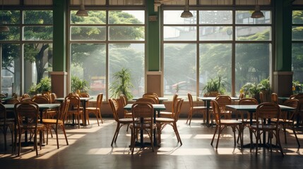 Fototapeta premium empty cafe with chairs and tables