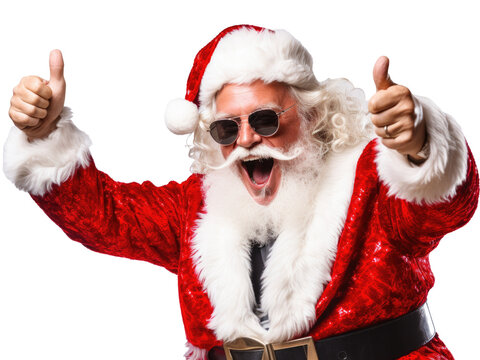 santa claus showing thumbs up  isolated on transparent background