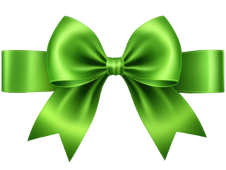 green ribbon bow  isolated on transparent background