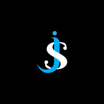 J S letter logo abstract design on black color background. JS monogram
