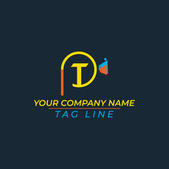 Letter PT logo design, Minimalist Abstract Initial letter PT TP camera logo
