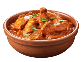 Indian chicken curry isolated on transparent background