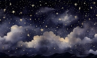 Fototapeta na wymiar night sky with stars and clouds,Generative Ai