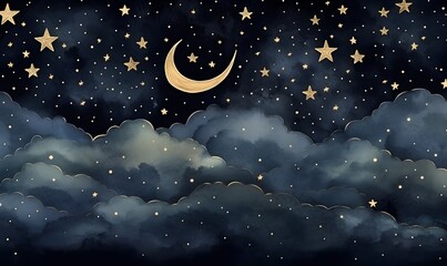 Fototapeta premium night sky with stars and clouds,Generative Ai