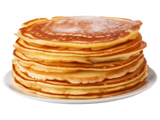 stack of pancakes on a plate isolated  on transparent background