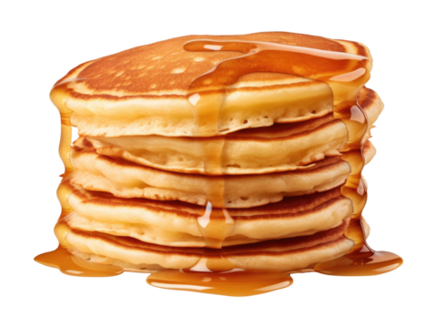 stack of pancakes  on a plate isolated  on transparent background