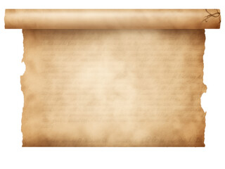 old paper scroll isolated on transparent background