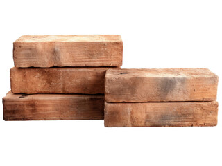 stack of old bricks isolated on transparent background