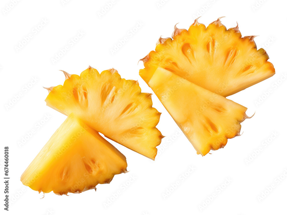 Poster slice of pineapple isolated on transparent background