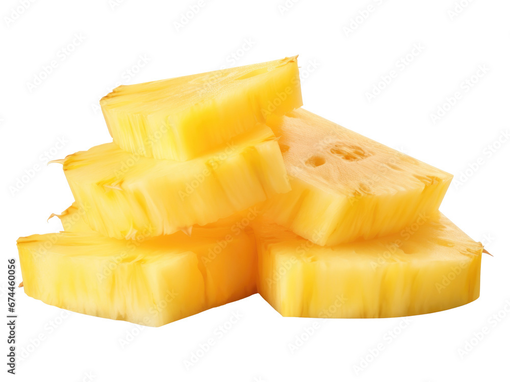 Poster slice of pineapple isolated on transparent background
