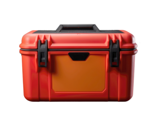 red suitcase isolated on white