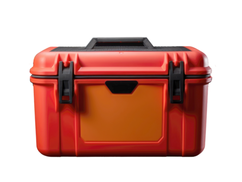 red suitcase isolated on white