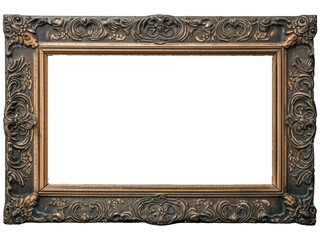 antique gold frame, Empty  isolated on transparent  background 